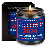 Donald Trump 2024 flag 1Pc Scented Candle 5.3Oz Soybean Wax Take America Great Again Gifts Idea for Supporter Employee Friend Coworker Father Mother Woman Men on US Elections Birthday Thanksgiving Christmas MAGA Gag Fun POP D