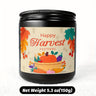 Happy Harvest Festival Scented Candle Fall Themed Autumn Orange Terracotta Burnt Rustic Farmhouse September October Thanksgiving Day Decoration Gift Idea for Home Women Woman Hostess Men Friends Mom Wife Grandma Cute I