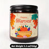 Happy Harvest Festival Scented Candle Fall Themed Autumn Orange Terracotta Burnt Rustic Farmhouse September October Thanksgiving Day Decoration Gift Idea for Home Women Woman Hostess Men Friends Mom Wife Grandma Cute I