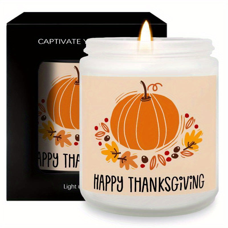Bougie parfumée Happy Thanksgiving Day, thème d'automne, orange, citrouille, terre cuite, brûlée, rustique, ferme, novembre, remerciez, décoration, idée cadeau pour la maison, femme, hôtesse, homme, amis, sa mère, épouse, grand-mère, article mignon