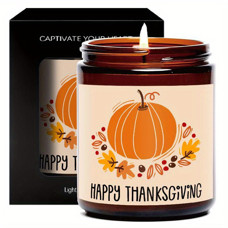 Bougie parfumée Happy Thanksgiving Day, thème d'automne, orange, citrouille, terre cuite, brûlée, rustique, ferme, novembre, remerciez, décoration, idée cadeau pour la maison, femme, hôtesse, homme, amis, sa mère, épouse, grand-mère, article mignon
