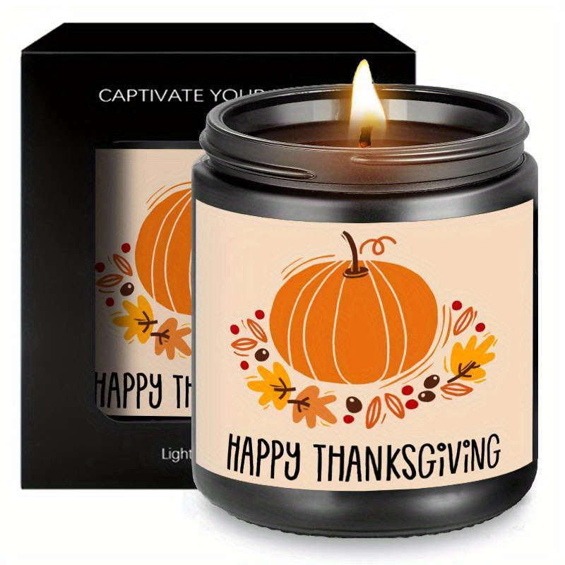 Bougie parfumée Happy Thanksgiving Day, thème d'automne, orange, citrouille, terre cuite, brûlée, rustique, ferme, novembre, remerciez, décoration, idée cadeau pour la maison, femme, hôtesse, homme, amis, sa mère, épouse, grand-mère, article mignon