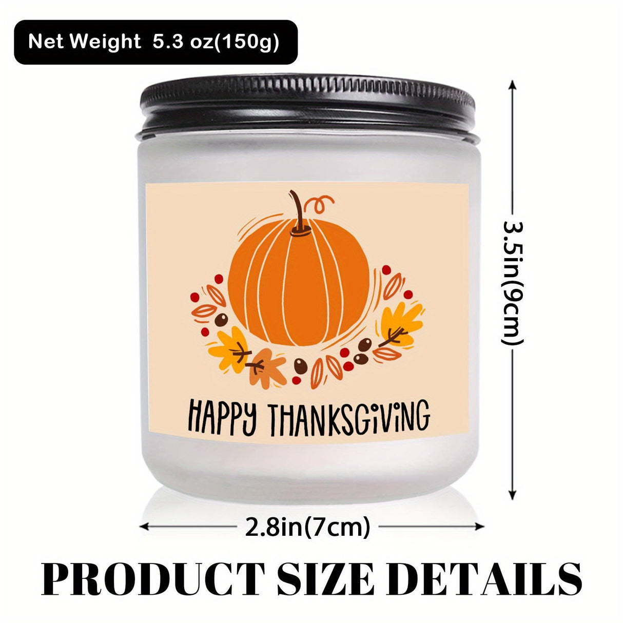 Bougie parfumée Happy Thanksgiving Day, thème d'automne, orange, citrouille, terre cuite, brûlée, rustique, ferme, novembre, remerciez, décoration, idée cadeau pour la maison, femme, hôtesse, homme, amis, sa mère, épouse, grand-mère, article mignon