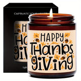 Bougie parfumée Happy Thanksgiving Day, thème d'automne, orange, citrouille, terre cuite, brûlée, rustique, ferme, novembre, remerciez, décoration, idée cadeau pour la maison, femme, hôtesse, homme, amis, sa mère, épouse, grand-mère, article mignon