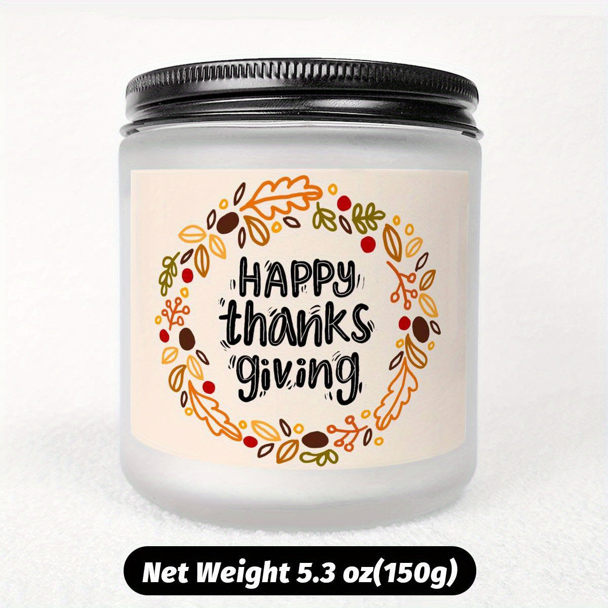 Happy Thanksgiving Day Scented Candle Fall Themed Autumn Orange Terracotta Burnt Rustic Farmhouse November Harvest Give Thanks Decoration Gift Idea for Home Women Woman Hostess Men Friends Her Mom Wife Grandma Cute Ite