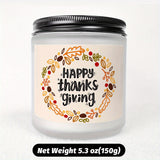 Happy Thanksgiving Day Scented Candle Fall Themed Autumn Orange Terracotta Burnt Rustic Farmhouse November Harvest Give Thanks Decoration Gift Idea for Home Women Woman Hostess Men Friends Her Mom Wife Grandma Cute Ite
