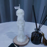 Vela perfumada de calavera de Halloween - Triple cabeza, diseño "No veo, no oigo, no digo nada", cera de soja, forma irregular, recipiente para vaso