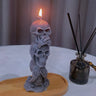 Vela perfumada de calavera de Halloween - Triple cabeza, diseño "No veo, no oigo, no digo nada", cera de soja, forma irregular, recipiente para vaso