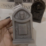 Bougie parfumée en forme de pierre tombale, crâne effrayant – Décoration d'Halloween, mèche simple, cire de soja, forme irrégulière, récipient anti-basculement