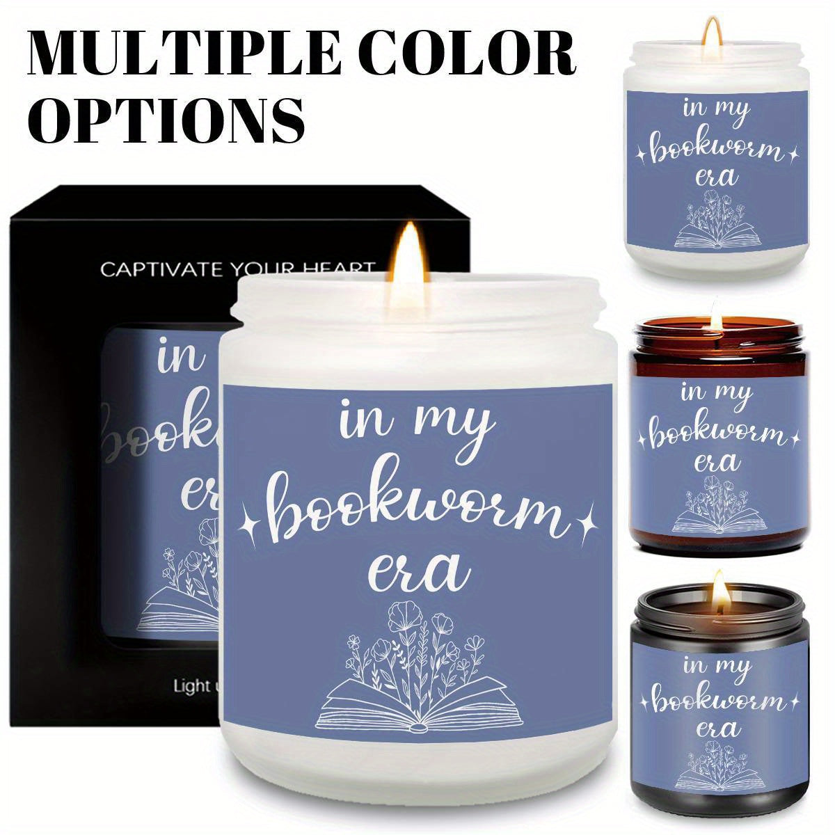 Bookworm Era Aromatherapy Candle - Smoke-Free Glass Scented Candle with Essential Oils for Readers, Plant-Based, Electricity-Free Ambiance