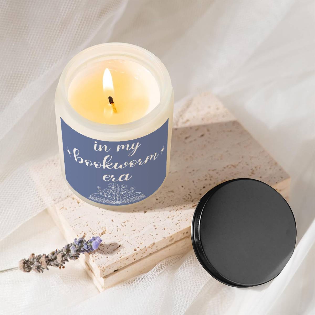 Bookworm Era Aromatherapy Candle - Smoke-Free Glass Scented Candle with Essential Oils for Readers, Plant-Based, Electricity-Free Ambiance