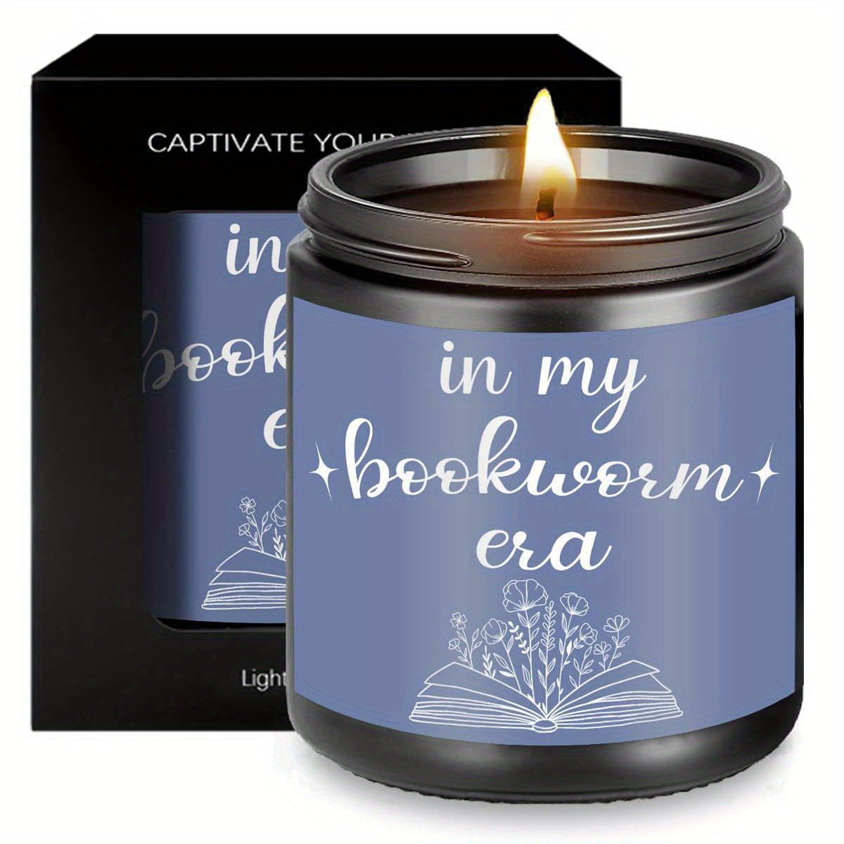 Bookworm Era Aromatherapy Candle - Smoke-Free Glass Scented Candle with Essential Oils for Readers, Plant-Based, Electricity-Free Ambiance