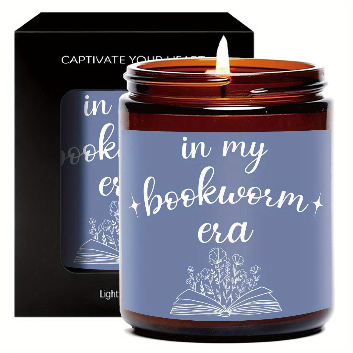Bookworm Era Aromatherapy Candle - Smoke-Free Glass Scented Candle with Essential Oils for Readers, Plant-Based, Electricity-Free Ambiance