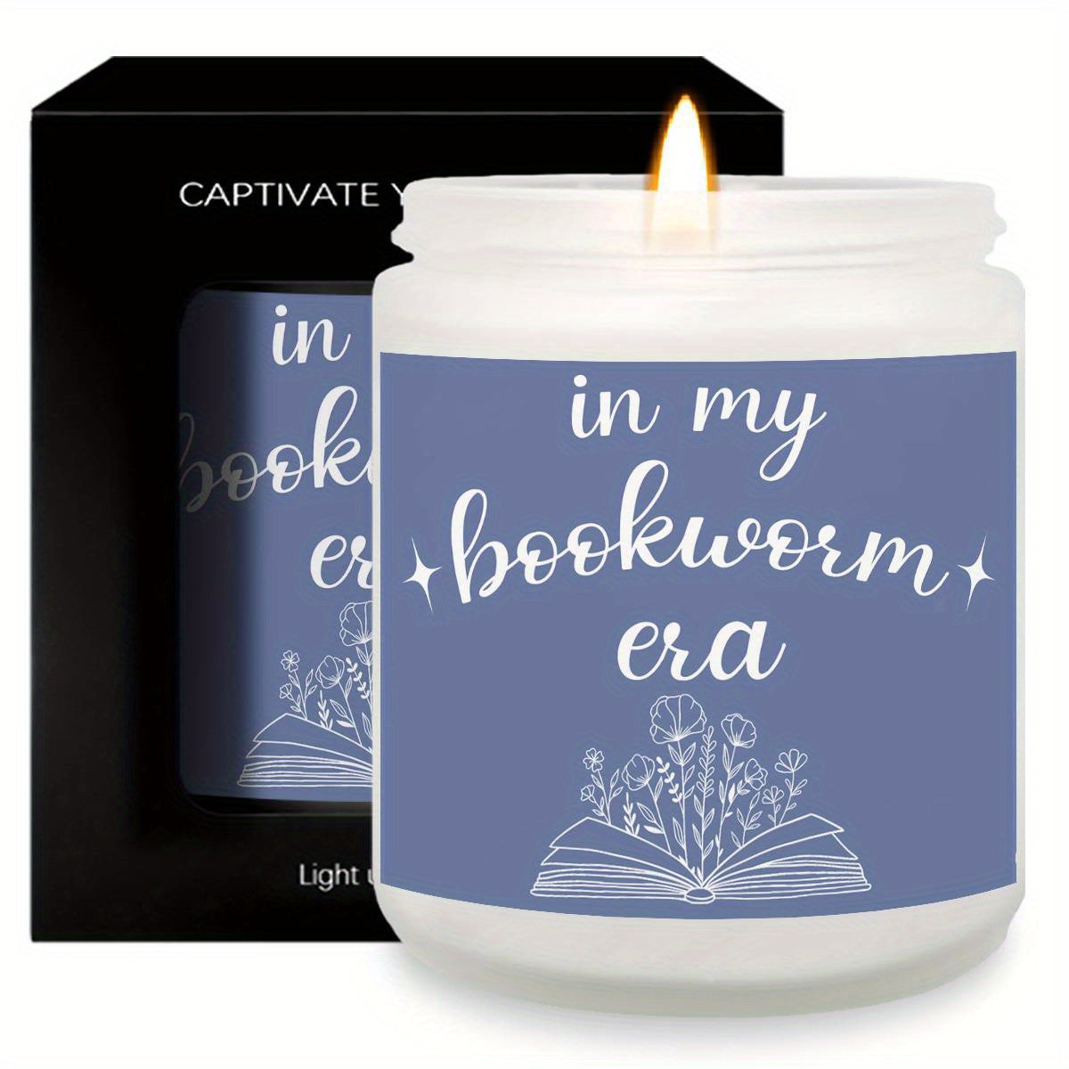 Bookworm Era Aromatherapy Candle - Smoke-Free Glass Scented Candle with Essential Oils for Readers, Plant-Based, Electricity-Free Ambiance