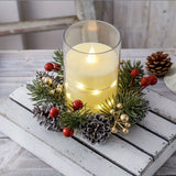 Candelabro perfumado navideño con guirnalda de piñas: decoración festiva de mesa para el hogar, perfecta para celebraciones navideñas.