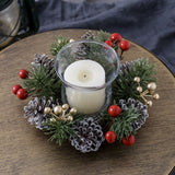 Candelabro perfumado navideño con guirnalda de piñas: decoración festiva de mesa para el hogar, perfecta para celebraciones navideñas.