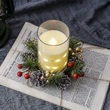 Candelabro perfumado navideño con guirnalda de piñas: decoración festiva de mesa para el hogar, perfecta para celebraciones navideñas.