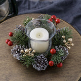 Candelabro perfumado navideño con guirnalda de piñas: decoración festiva de mesa para el hogar, perfecta para celebraciones navideñas.