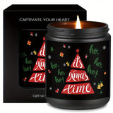 1pc Lavender Scented Candle It's Xmas Time Christmas Birthday Gift For Women Her Mom Grandma Sister Teacher Coworkers Wife Girlfriend Nurse Aesthetic Decoration