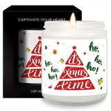 1pc Lavender Scented Candle It's Xmas Time Christmas Birthday Gift For Women Her Mom Grandma Sister Teacher Coworkers Wife Girlfriend Nurse Aesthetic Decoration