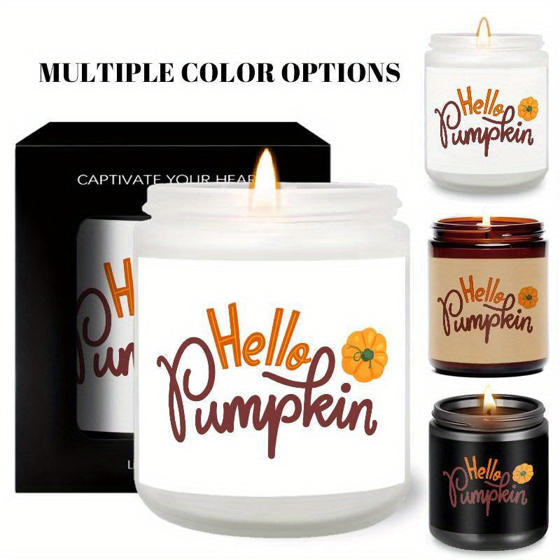 1 bougie parfumée Hello Pumpkin Lavande - Cadeau d'automne Thanksgiving Halloween pour garçons, filles, hommes, femmes, maman, papa, mari, épouse, amis, collègue, voisin, lui, elle avec un joli cadeau essentiel