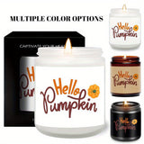 1 bougie parfumée Hello Pumpkin Lavande - Cadeau d'automne Thanksgiving Halloween pour garçons, filles, hommes, femmes, maman, papa, mari, épouse, amis, collègue, voisin, lui, elle avec un joli cadeau essentiel