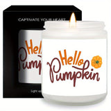 1 bougie parfumée Hello Pumpkin Lavande - Cadeau d'automne Thanksgiving Halloween pour garçons, filles, hommes, femmes, maman, papa, mari, épouse, amis, collègue, voisin, lui, elle avec un joli cadeau essentiel