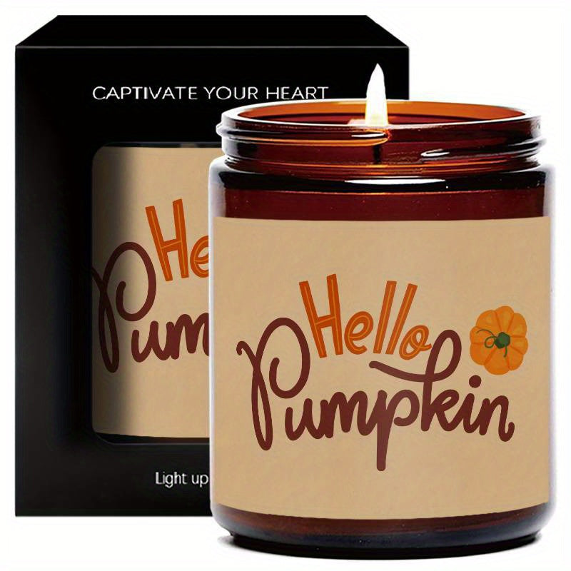 1 bougie parfumée Hello Pumpkin Lavande - Cadeau d'automne Thanksgiving Halloween pour garçons, filles, hommes, femmes, maman, papa, mari, épouse, amis, collègue, voisin, lui, elle avec un joli cadeau essentiel