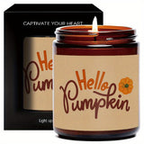 1 bougie parfumée Hello Pumpkin Lavande - Cadeau d'automne Thanksgiving Halloween pour garçons, filles, hommes, femmes, maman, papa, mari, épouse, amis, collègue, voisin, lui, elle avec un joli cadeau essentiel