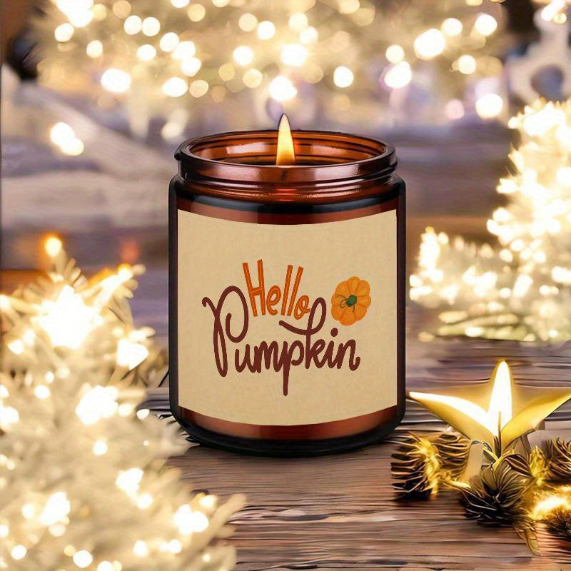 1 bougie parfumée Hello Pumpkin Lavande - Cadeau d'automne Thanksgiving Halloween pour garçons, filles, hommes, femmes, maman, papa, mari, épouse, amis, collègue, voisin, lui, elle avec un joli cadeau essentiel