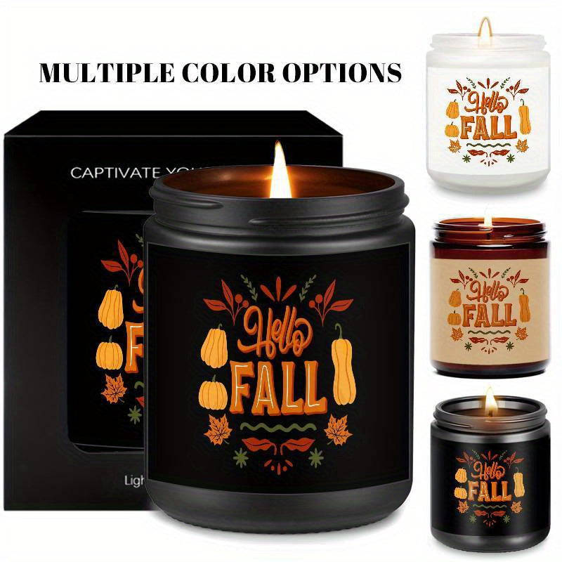 [Fast Arrival] 1pc Hello Fall Lavender Scented Candle - Aromatherapy Candle for Relaxation and Mood Boosting - Perfect Gift for Boys, Girls, Men, Women, Mom, Dad, Husband, Wife, Friends, Coworker, Neighbor on Thanksgiving, Ha