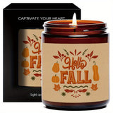 [Fast Arrival] 1pc Hello Fall Lavender Scented Candle - Aromatherapy Candle for Relaxation and Mood Boosting - Perfect Gift for Boys, Girls, Men, Women, Mom, Dad, Husband, Wife, Friends, Coworker, Neighbor on Thanksgiving, Ha