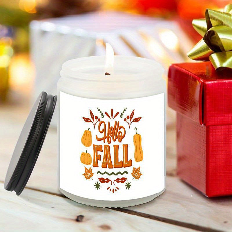 [Fast Arrival] 1pc Hello Fall Lavender Scented Candle - Aromatherapy Candle for Relaxation and Mood Boosting - Perfect Gift for Boys, Girls, Men, Women, Mom, Dad, Husband, Wife, Friends, Coworker, Neighbor on Thanksgiving, Ha