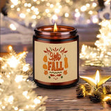 [Fast Arrival] 1pc Hello Fall Lavender Scented Candle - Aromatherapy Candle for Relaxation and Mood Boosting - Perfect Gift for Boys, Girls, Men, Women, Mom, Dad, Husband, Wife, Friends, Coworker, Neighbor on Thanksgiving, Ha