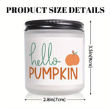 Hello Pumpkin Scented Candle Fall AutumnThemed Orange Terracotta Burnt Rustic Farmhouse September October Harvest Thanksgiving Day Decoration Gift for Women Woman Hostess Friends Her Mom Wife Grandma Cute Items Essenti