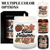 Bonjour l'automne Bougie parfumée Thème automne Citrouille Orange Terre cuite Brûlée Rustique Ferme Septembre Octobre Récolte Thanksgiving Jour Décoration Cadeau pour la maison Femmes Hôtesse Hommes Amis Sa mère Femme Grand-mère Articles mignons Ess