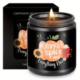 Hello Pumpkin Scented Candle Fall AutumnThemed Orange Terracotta Burnt Rustic Farmhouse September October Harvest Thanksgiving Day Decoration Gift for Women Woman Hostess Friends Her Mom Wife Grandma Cute Items Essenti