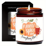 Hello Pumpkin Scented Candle Fall AutumnThemed Orange Terracotta Burnt Rustic Farmhouse September October Harvest Thanksgiving Day Decoration Gift for Women Woman Hostess Friends Her Mom Wife Grandma Cute Items Essenti