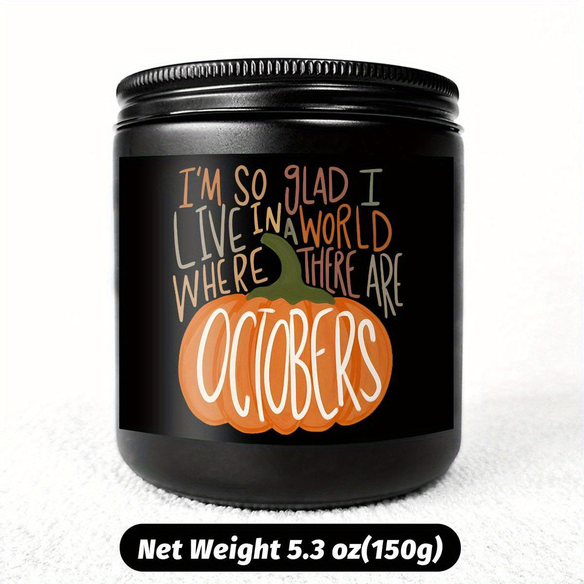 Hello October Scented Candle Fall AutumnThemed Pumpkin Orange Terracotta Burnt Rustic Farmhouse Harvest Thanksgiving Day Decoration Gift for Women Woman Hostess Friends Her Mom Wife Grandma Cute Items Home Decoration E
