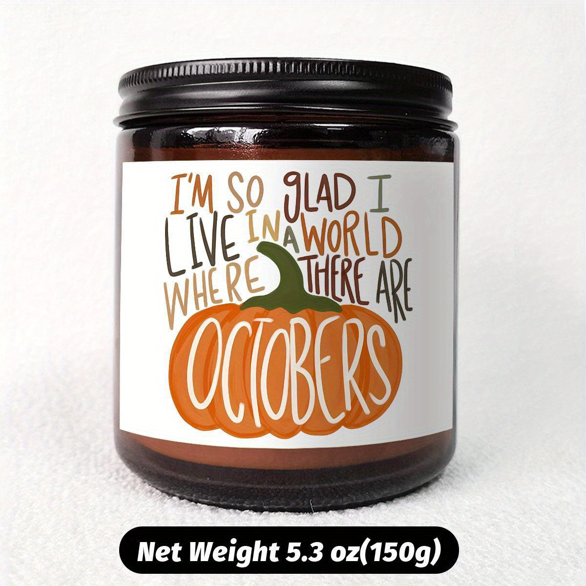 Hello October Scented Candle Fall AutumnThemed Pumpkin Orange Terracotta Burnt Rustic Farmhouse Harvest Thanksgiving Day Decoration Gift for Women Woman Hostess Friends Her Mom Wife Grandma Cute Items Home Decoration E