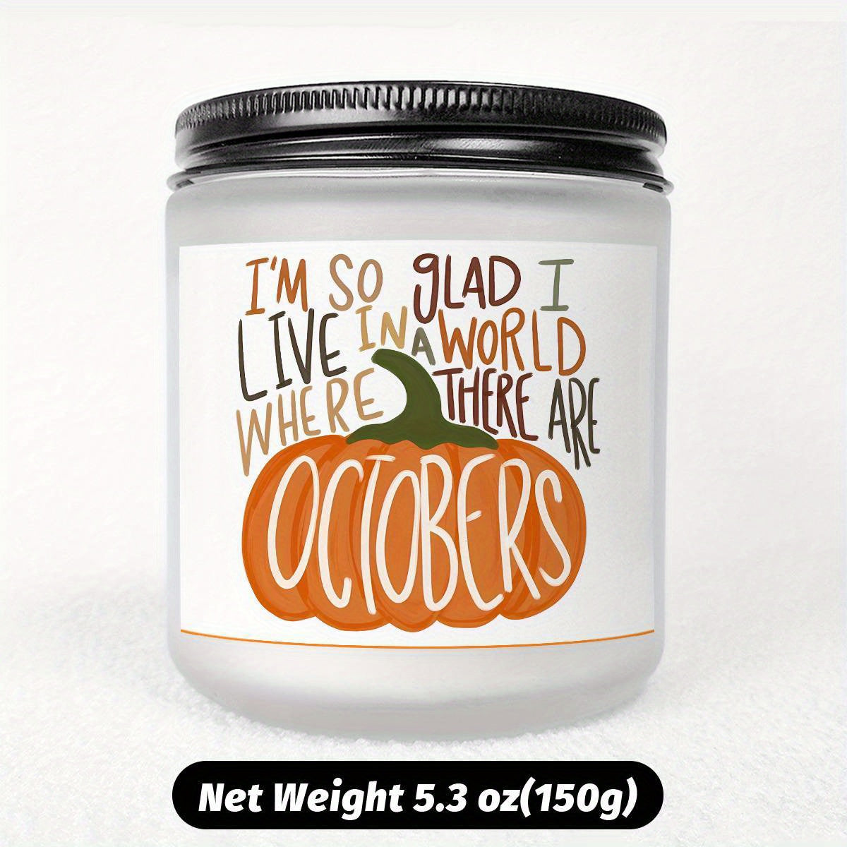 Hello October Scented Candle Fall AutumnThemed Pumpkin Orange Terracotta Burnt Rustic Farmhouse Harvest Thanksgiving Day Decoration Gift for Women Woman Hostess Friends Her Mom Wife Grandma Cute Items Home Decoration E
