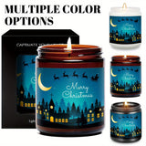 1pc Glass Scented Candle, Lavender Fragrance, Merry Christmas Theme, Essential Oils, Smoke-Free, Ideal for Holiday Centerpieces & Home Decoration, Gift for Family & Friends