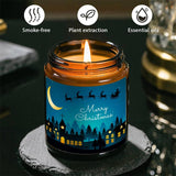 1pc Glass Scented Candle, Lavender Fragrance, Merry Christmas Theme, Essential Oils, Smoke-Free, Ideal for Holiday Centerpieces & Home Decoration, Gift for Family & Friends