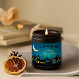 1pc Glass Scented Candle, Lavender Fragrance, Merry Christmas Theme, Essential Oils, Smoke-Free, Ideal for Holiday Centerpieces & Home Decoration, Gift for Family & Friends
