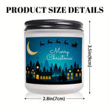 1pc Glass Scented Candle, Lavender Fragrance, Merry Christmas Theme, Essential Oils, Smoke-Free, Ideal for Holiday Centerpieces & Home Decoration, Gift for Family & Friends