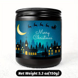 1pc Glass Scented Candle, Lavender Fragrance, Merry Christmas Theme, Essential Oils, Smoke-Free, Ideal for Holiday Centerpieces & Home Decoration, Gift for Family & Friends