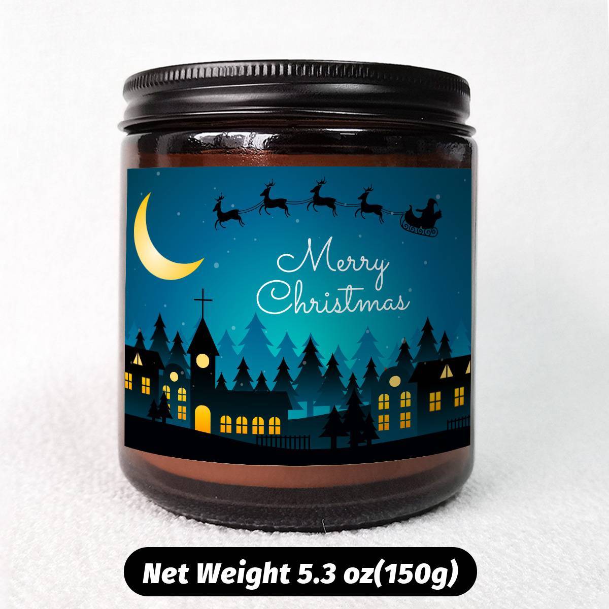 1pc Glass Scented Candle, Lavender Fragrance, Merry Christmas Theme, Essential Oils, Smoke-Free, Ideal for Holiday Centerpieces & Home Decoration, Gift for Family & Friends