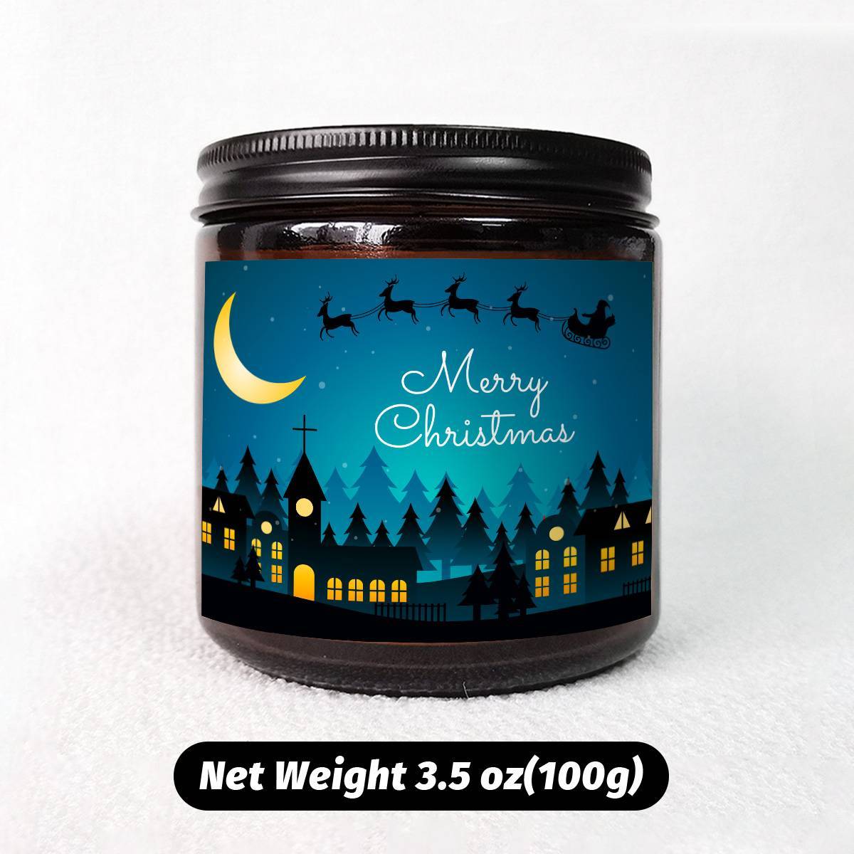 1pc Glass Scented Candle, Lavender Fragrance, Merry Christmas Theme, Essential Oils, Smoke-Free, Ideal for Holiday Centerpieces & Home Decoration, Gift for Family & Friends