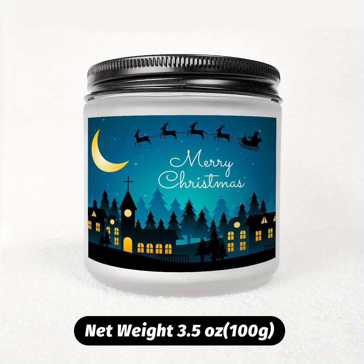 1pc Glass Scented Candle, Lavender Fragrance, Merry Christmas Theme, Essential Oils, Smoke-Free, Ideal for Holiday Centerpieces & Home Decoration, Gift for Family & Friends