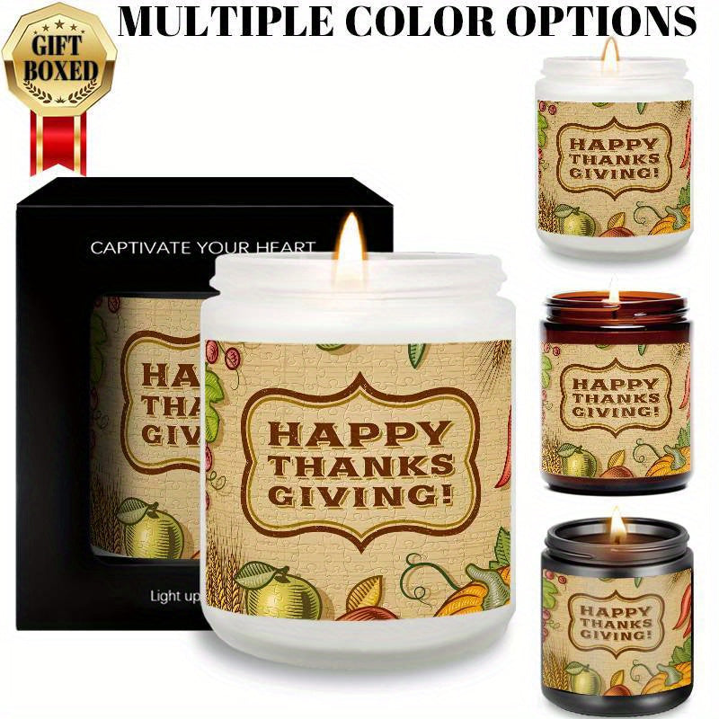 Thanksgiving Centerpiece Candle - Glass Jar Lavender Aromatherapy Scented Candle for Home Decor, Meditation, and Gifts - 1Pc, No Electricity Needed